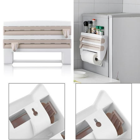 4 In 1 Wall Mounted Kitchen Cling Film Tin Foil Paper Towel Roll
