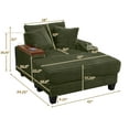 thumbnail image 3 of Aukfa Corduroy Chaise Lounge Chair with Ottoman, Hidden Rotating Table, Storage Armrest with Cup Holder, USB Port & Bluetooth Speaker, Olive, 3 of 8