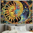 thumbnail image 2 of Shiartex Sun and Moon Tapestry Psychedelic Mystic Floral Tapestry Hippie Boho Flower Plants Wall Tapestry Vintage Aesthetic Tapestry Wall Hanging for Bedroom 50x40inch, 2 of 6