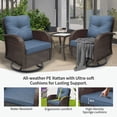 thumbnail image 6 of SHGJ&SOFT 3 Piece Patio Furniture Set, 2 Outdoor Swivel Rocking Chairs with Side Table, Thick Cushions Wicker Glider Chairs, All-Weather Brown Rattan Bistro Set for Porch, Deck, Pool (Blue), 6 of 13