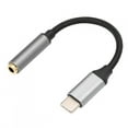 thumbnail image 1 of Adaptador USB-C tipo C D0101 a conector auxiliar de audio de 3,5 mm para auriculares, cable USB (gris), 1 of 14