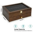 thumbnail image 6 of Fine Silverware Box with Glass Lid, 2-Layer Wooden Silverware Chest with Drawer, 14.5×10.6 Inches Luxury Style Decor Flatware Storage Case for Home&Restaurant (Walnut), 6 of 8
