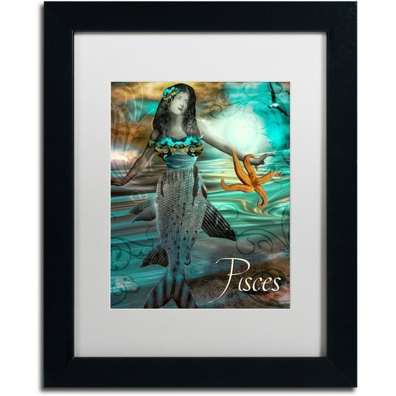 Trademark Fine Art "Art Nouveau Zodiac Pisces" Canvas Art by Color Bakery White Matte, Black Frame