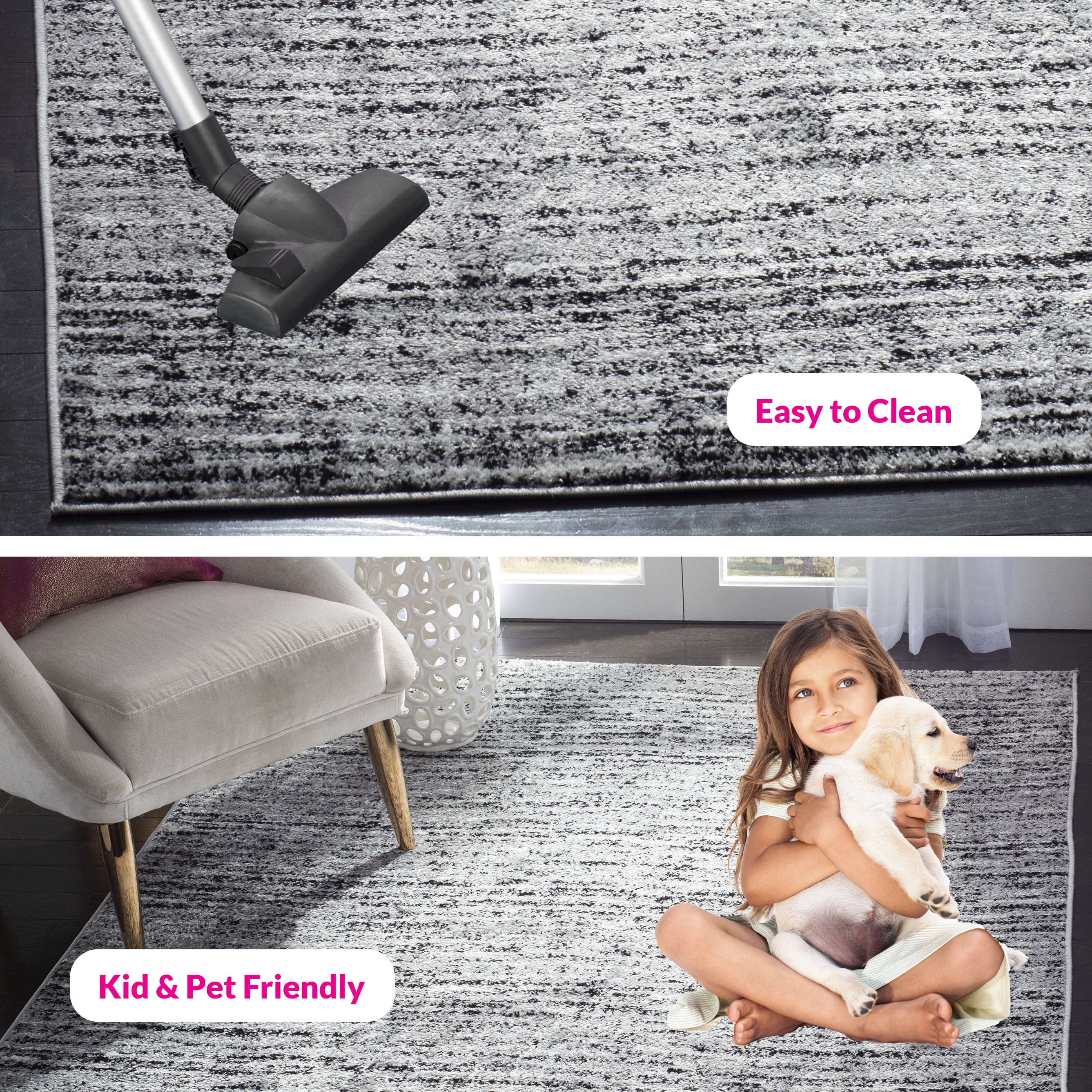 SAFAVIEH Adirondack Linnette Abstract Area Rug, Black/Silver, 6' x 6' Square