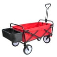 thumbnail image 2 of Harper & Bright Designs Folding station wagon garden shopping ATV with back frame and retractable handle, Max load 220lbs, 53.5''L×20.1''W×42.52''H, Red, 2 of 9