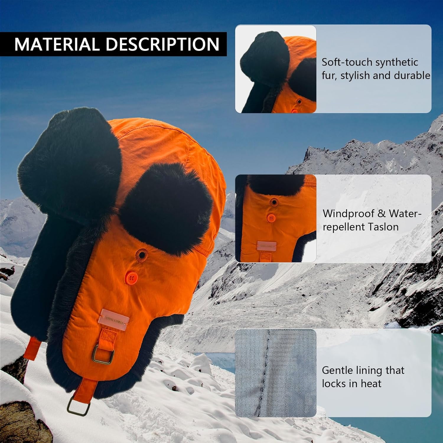 Winter Trapper Hat for Men and Women,Russian Ushanka Aviator Warm Cold Proof Ski Hunting Cycling Winter Hats