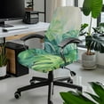 thumbnail image 2 of ZIATUBLES Modern Universal Rotating Chair Cover Machine Washable Stretch Spandex Fabric Office Chair Cover with Snap Button Stylish Furniture Protector Cover, L, Monstera, 2 of 7