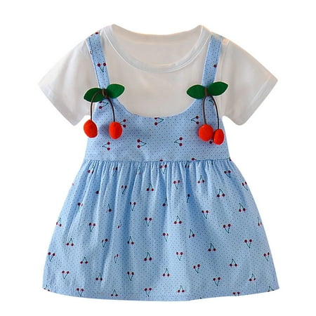 

ZIZOCWA Formal Dresses for Women Evening Party Baby Girls Fruit Print Strap Patchwork Princess Dress Outfits Holiday Outfits for Girls Youth Dresses S Light blueXXL