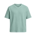 thumbnail image 6 of Hilenly Men's Waffle Shirts Short Sleeve V Neck T-shirt Textured Knitted Summer Casual Basic Tees, 6 of 7