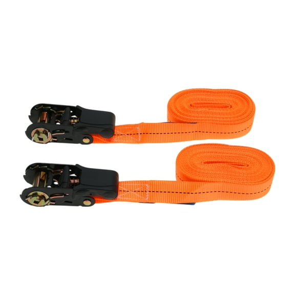 Unique Bargains Ratchet Tie Down Straps 2 Pcs 1 Inch x 20 Feet 1,764lb Ratchet Strap Lashing Straps for Roof Rack Motorcycle Trucks Trailer Black Orange