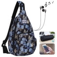 thumbnail image 2 of HAWEE Female Purse Backpack One Strap Sling Bag for Women Floral Crossbody Purse Waterproof Fabric, Blue Leaf, 2 of 7