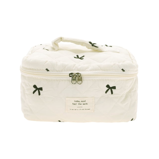Bolsas de maquillaje de mano bordadas únicas 1 Pc Beige Poliéster