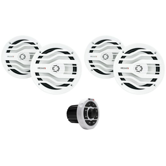 MB Quart GMR-1.5B Marine Receiver w/Bluetooth 4) White MB Quart 6.5" Speakers