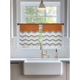 thumbnail image 3 of Sheer Curtains 54 Inch Length 2 Panels Set for Kitchen, Grey Chevron Semi Sheer Curtains for Windows, Geometric Orange Print Wavy Striped White Voile Window Treatments Rod Pocket Curtain, 3 of 7