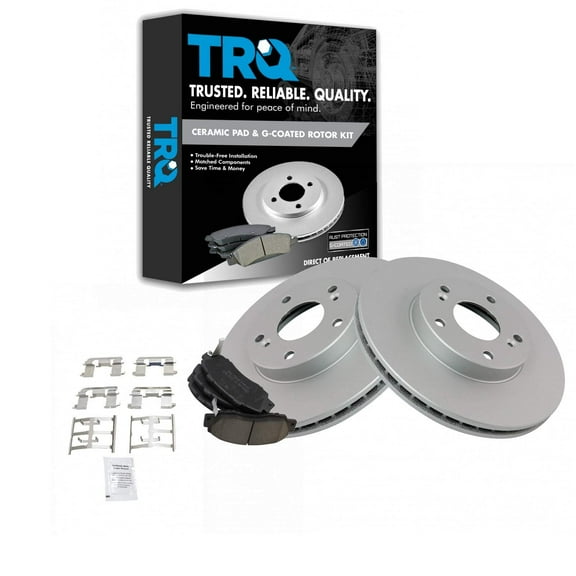 TRQ Front Brake Pad & Rotor Kit Brake Pads Brake Rotor Ceramic Premium G-Coated Fits Select 1998-2002 Honda Accord