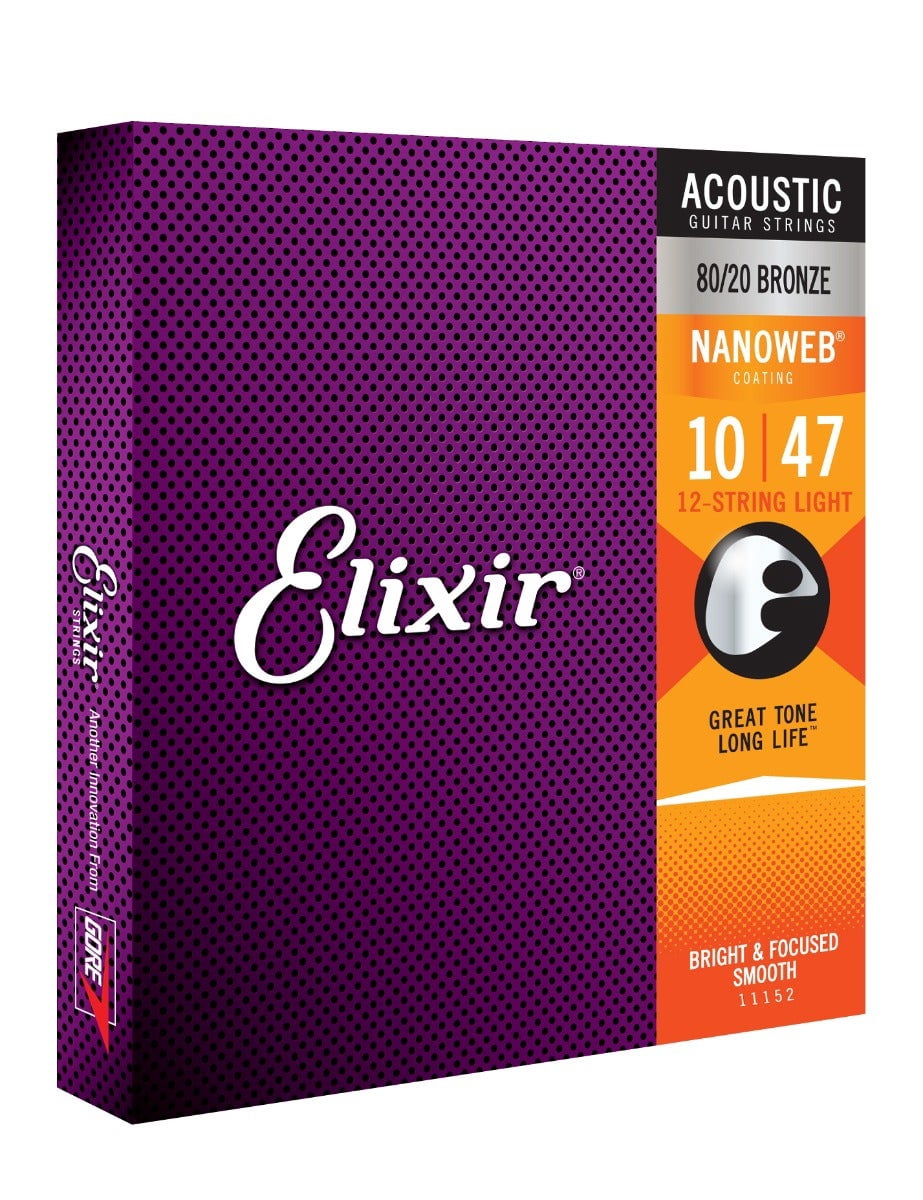 Elixir 11152-U Nanoweb 80-20 Bronze 12-String Light Acoustic Guitar Strings Set