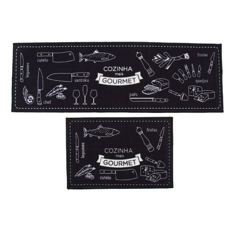 

2Pcs Floor Oil Proofing Mat Decorative Kitchen Rug Indoor Non-Slip Foot Pad