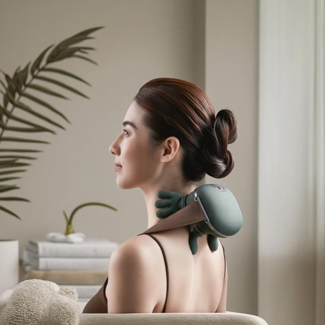 Neck Shoulder Massager Hand Cervical Massager Portable for Shoulder Lower Abdominal Pain Relief Heat Electric Hand Massage Back Relaxing