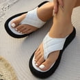 thumbnail image 2 of Rokment Quilted Platform Flip Flops for Woman 2026 Beach Summer Trendy Casual Leather Chunky Flat Dress Slip on Comfortable Walking Backless Sandals White Size 8, 2 of 6