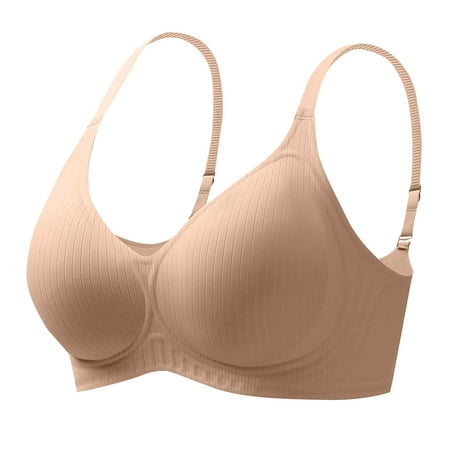 Yyeselk Women s Seamless Bra No Underwire Push Up Wireless Bra Soft Surpport Spaghetti Strap Bras Full Coverage Bralettes Comfort Everyday Bras Khaki XXL