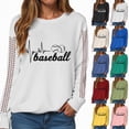 thumbnail image 2 of Godom Crewneck Sweatshirts for Women Trendy Women's Baseball Printed Long sleeve Oversized Pullover Tops Fashion, 2 of 7