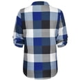 thumbnail image 6 of LISTHA Womens Plaid Shirts Casual V Neck Cotton Cuffed Tops Fashion Long Sleeve Blouses Trendy Work Tops Blue L, 6 of 9