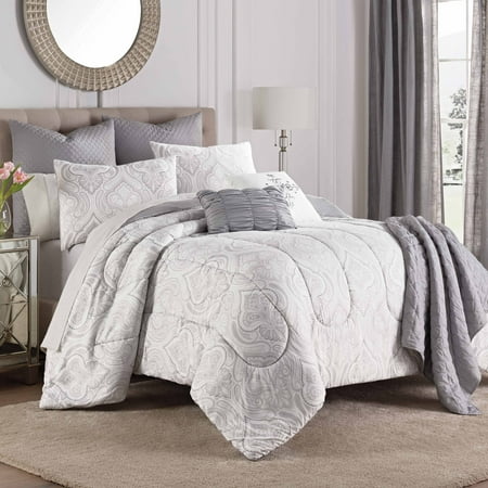 Martex Aria Queen Gray 8 Piece Comforter Set Walmart Com