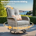 thumbnail image 5 of Vcatnet Outdoor Patio Furniture Sets 10 Pieces Sectional Sofa Wicker Conversation Set with Swivel Glider Chairs and Solar Powered Coffee Table for Porch,Backyard,Dark Gray, 5 of 10