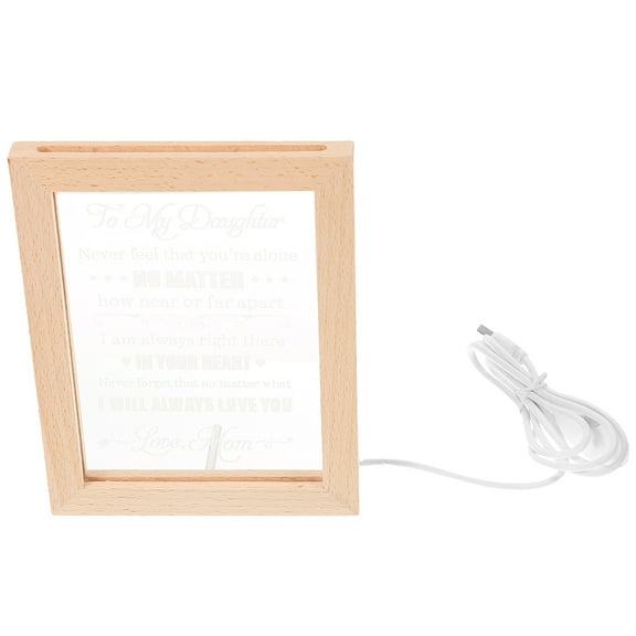FONDOTIN Night Light Photo Frame Wooden for Living Room 1Set 6.7x5.1in