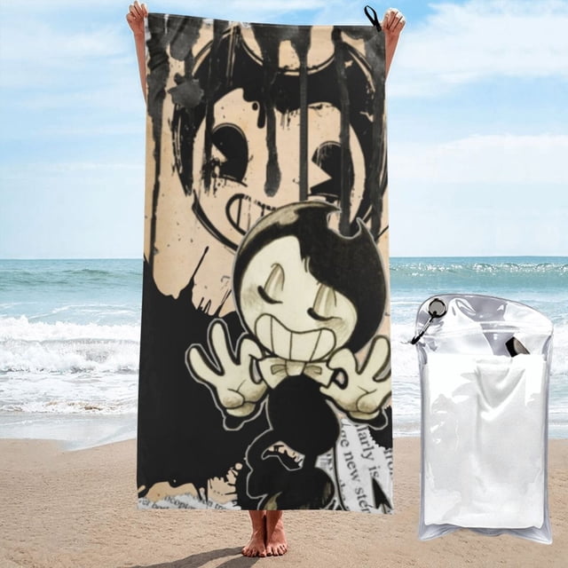 Toallas de playa con estampado de Bendy And The Ink Machine, toallas de baño absorbentes y ligeras de secado rápido, toalla de baño de microfibra ultra suave para viajes, playa, gimnasio, camping,
