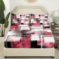 thumbnail image 3 of Erosebridal Abstract Geometry Bed Sheets Set Full Size, Pink Bed Sheets Full, Minimalism Decor 4 Pieces, 3 of 7