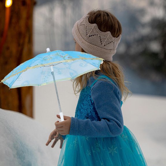 NIAIZEK Sky Blue Retro Folding Umbrella for Dance Performances and Decorative Use