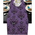 thumbnail image 1 of Cotton Linen Dining Table Runner Halloween Grimace Haunted Mansion Pattern Non-Slip Heat Resistant Table Runners for Family Dinner Kitchen Table,13x70 Inch, 1 of 7