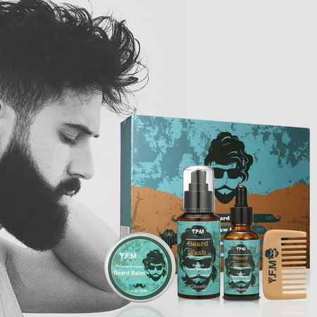 Beard Care Kit, Great for Dry or Wet Beards, Beard Kit Includes: Beard Shampoo + Beard Oil  +Beard Balm + Beard Comb, Beard Gift Set Best Gift for
