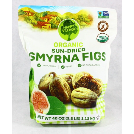 2 Packs Happy Village Organic Sun Dried Smyrna Figs 40 oz Each Pack, Total 5 lb