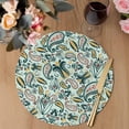 thumbnail image 3 of Boho Sage Green Floral Round 13 Inch Placemats Set of 4, Farmhouse Botanical Vintage Paisley Flower HeatResistant Non Slip Place Mats for Dining Table, Wipeable Kitchen Table Mats for Housewarming, 3 of 9