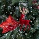 thumbnail image 5 of Adorno de árbol de Navidad Vino, collar rojo de libélula de alce en bandos | 5,1"x5,1" Poliéster | Costuras duraderas, textura 3D, accesorio de decoración para fiestas en casa, 5 of 6