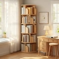 thumbnail image 6 of 360° Rotating 5 Tier Bookshelf Space Saving Wood Display Tower, 6 of 9
