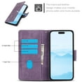 thumbnail image 7 of Designed for iPhone 15 Case Wallet, Elegant Women Flip Folio Cover with Flower Embossed PU Leather Stand Credit Card Holders Slots Wrist Strap Phone Case for iPhone 15, Purple, 7 of 7