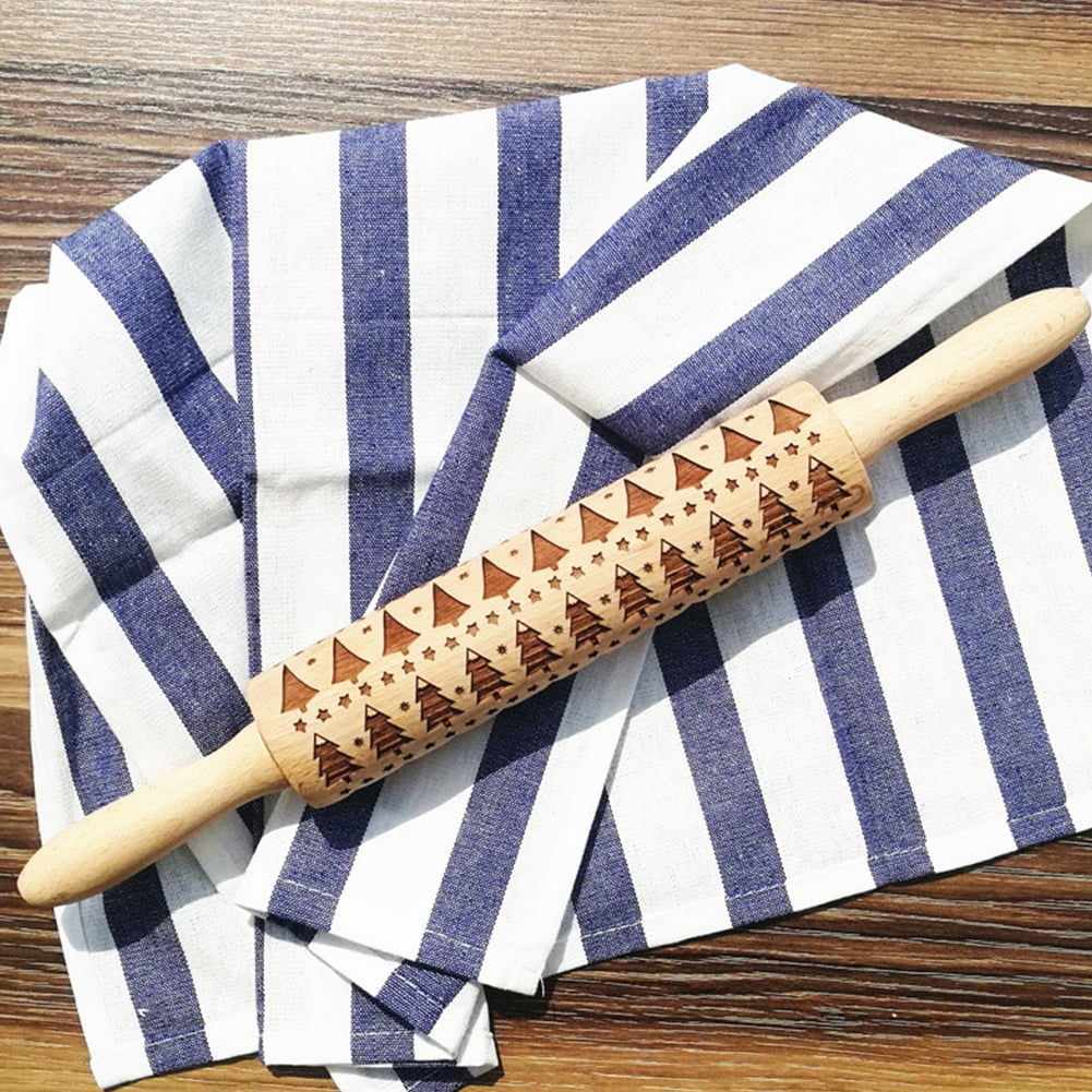 Medium Christmas Tree Fondant Embossed Print Rolling Pin Laser Engraved
