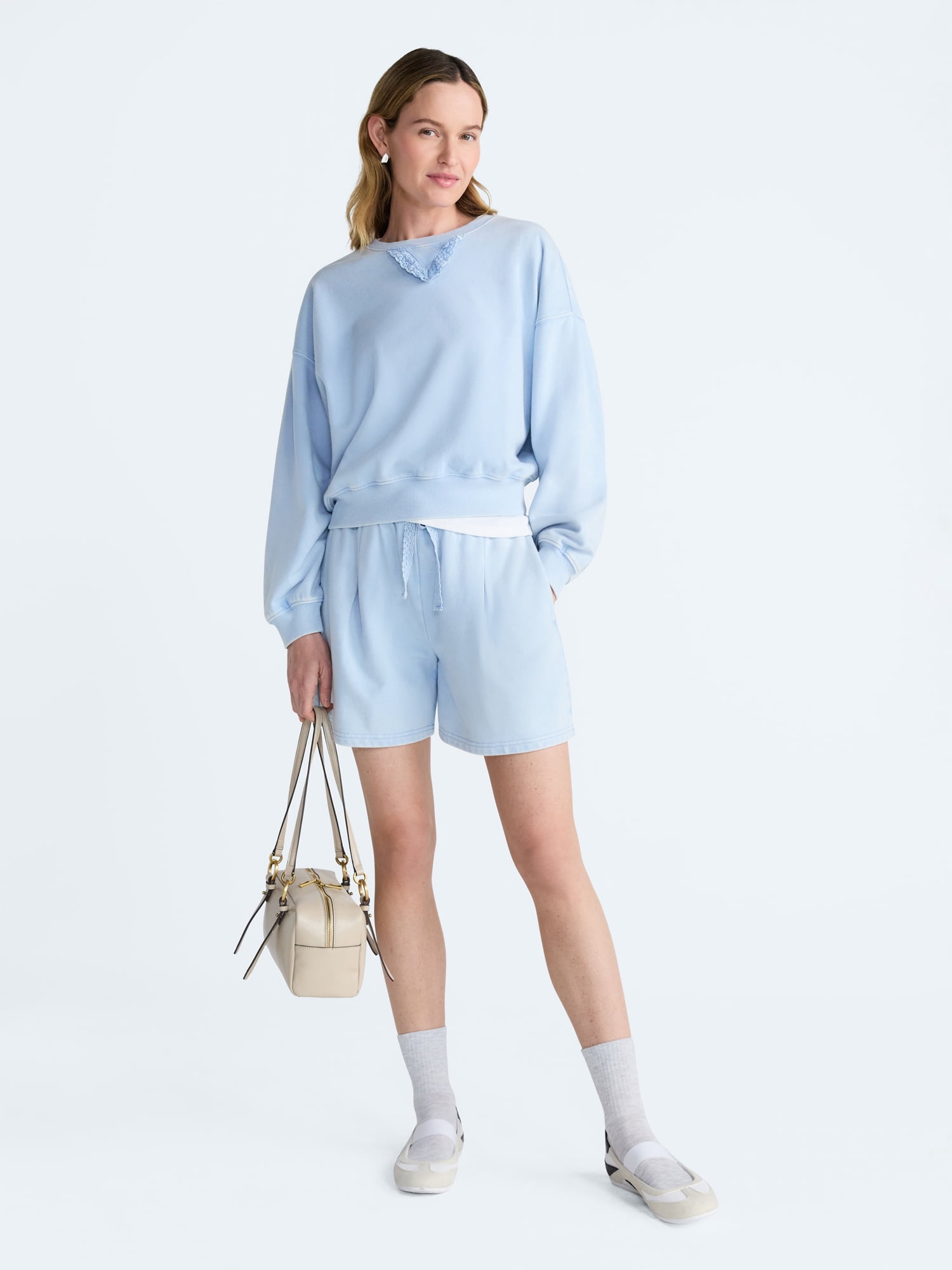Scoop Women's Mineral Wash Cropped Crewneck Sweatshirt, Sizes XS-XXL