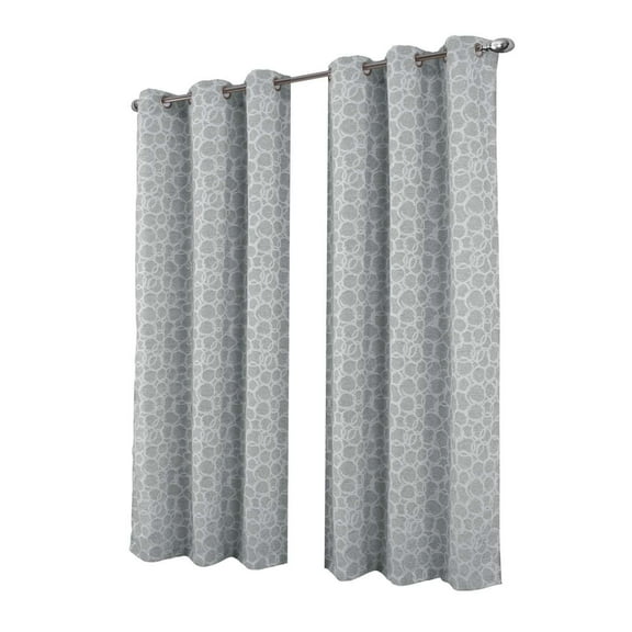 RT Designer Collection Jasper Lurex Jacquard 2 Pack Grommet Curtain Panel 36" x 84" Silver