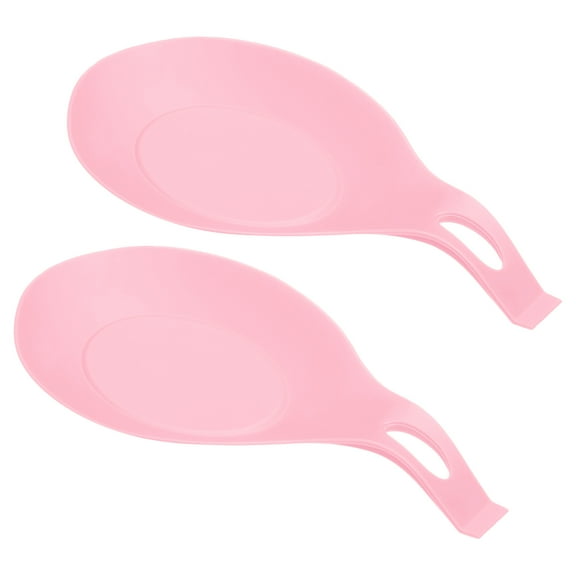 Uxcell 7.68" x 3.74" Heat Resistant Silicone Spoon Rest Kitchen Utensil Holder, Pink 2Pack