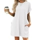 thumbnail image 4 of Breathable Summer Short Sleeve T-Shirt Dress With Side Pockets Loose Fit Casual Wear Soft Polyester Fabric For Women White XXL, 4 of 4