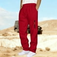 thumbnail image 4 of Mifsaly Baggy Sweatpants Men Casual Wide Leg Pant Drawstring Elastic Waist Athletic Joggers Outdoor Running Pants with Zipper Pocket Red XXXL, 4 of 6