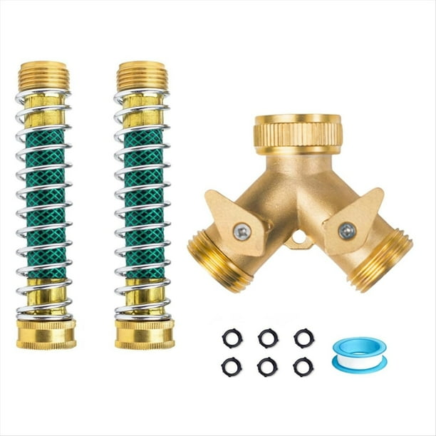 Divisor de Manguera de 2 Vías, Resistente, de Latón de 3/4 de Pulgada, Conector de Manguera de Jardín de 2 Vías, Divisor de Manguera en y para Exteriores.