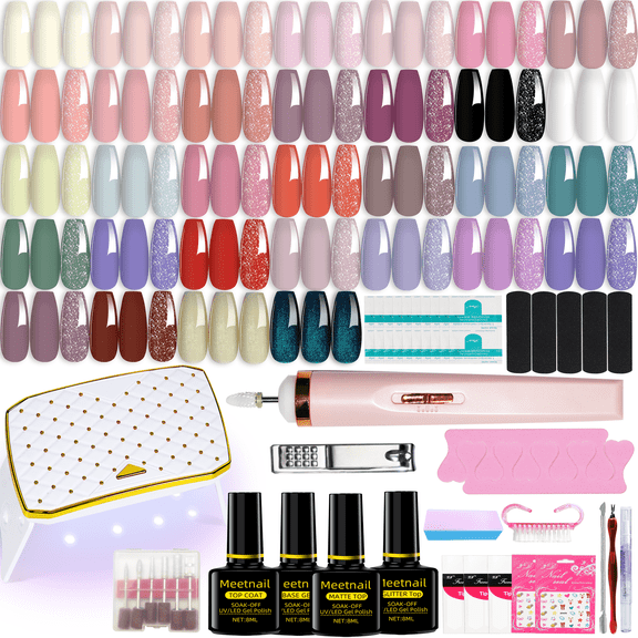 75pcs Gel Nail Polish Kit with U V light and Drill Starter Kit 32 Colors Gel Nail Polish with 4pcs Top Base Coat Nail Art Professional Gel Manicure Kit Christmas Gifts for Women Teens Girls