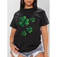 thumbnail image 1 of Women's St. Patrick's Day Clover Print T-Shirt Soft, Casual Crew Neck Short Sleeve Top, 1 of 6