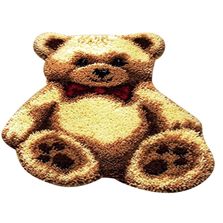 Latch Hook Kits for Beginners DIY Bear Cushion Rug Children Christmas Gift