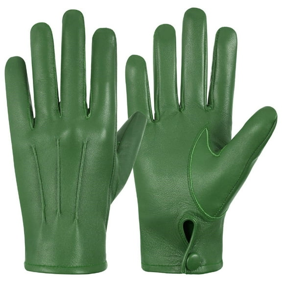 Genuine Leather Unlined Full Finger Dress Gloves For Men